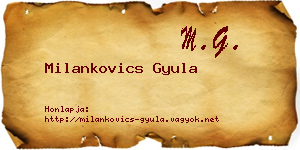 Milankovics Gyula névjegykártya