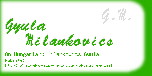 gyula milankovics business card